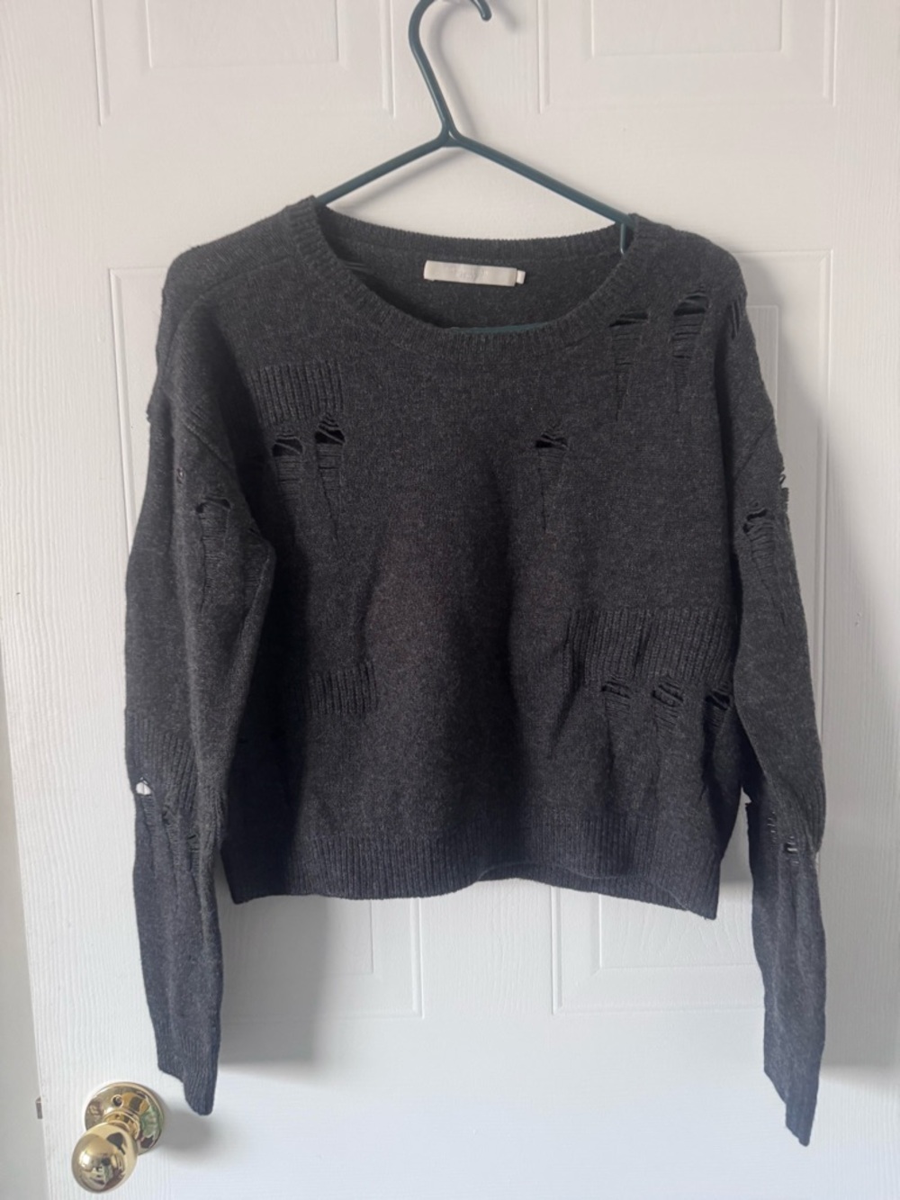 One grey day Distressed Charcoal Crewneck Sweater - Unbranded extra fine wool xs